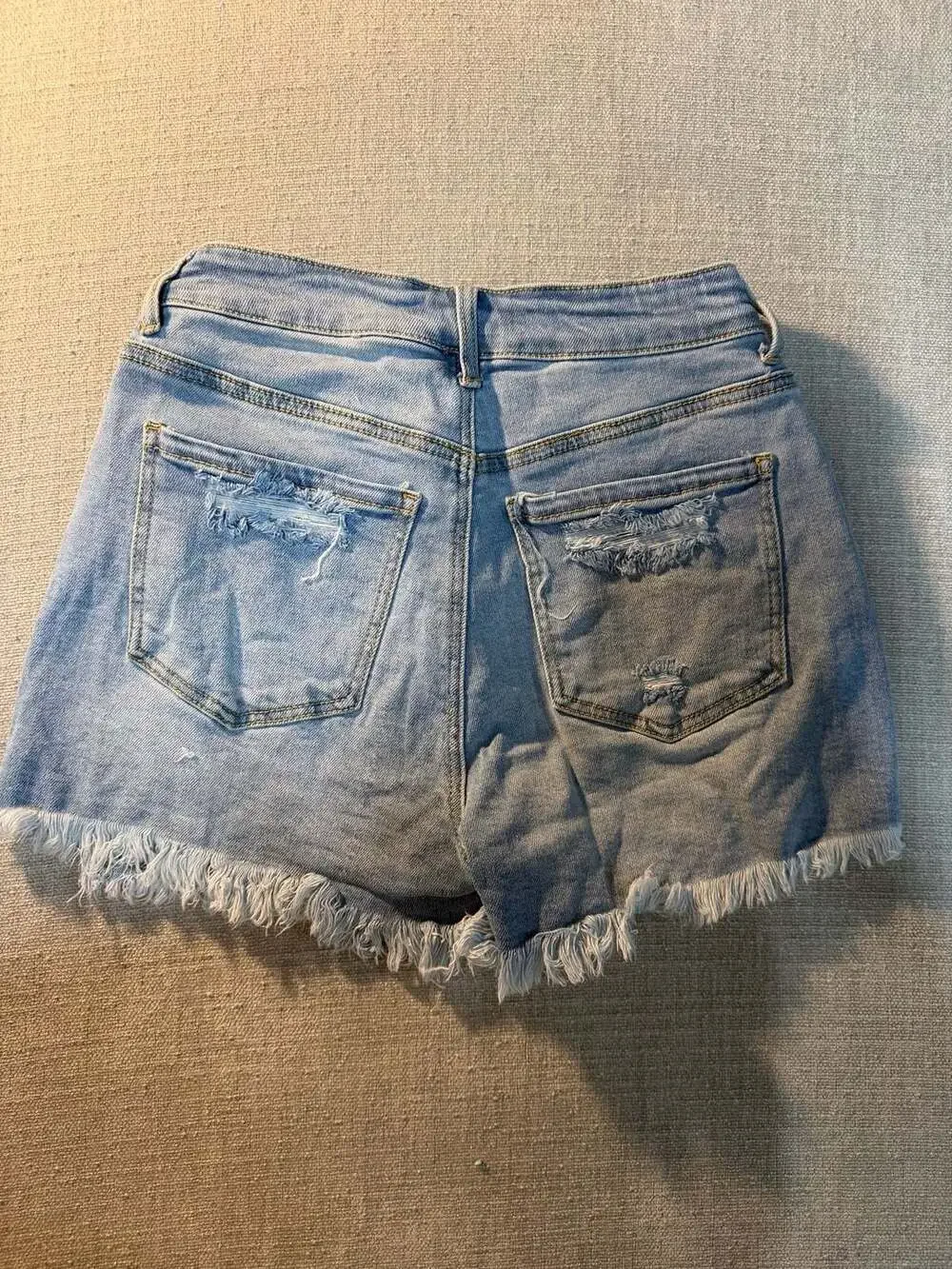 Wax Jean Collection Distressed Raw Hem Denim Shorts, Medium